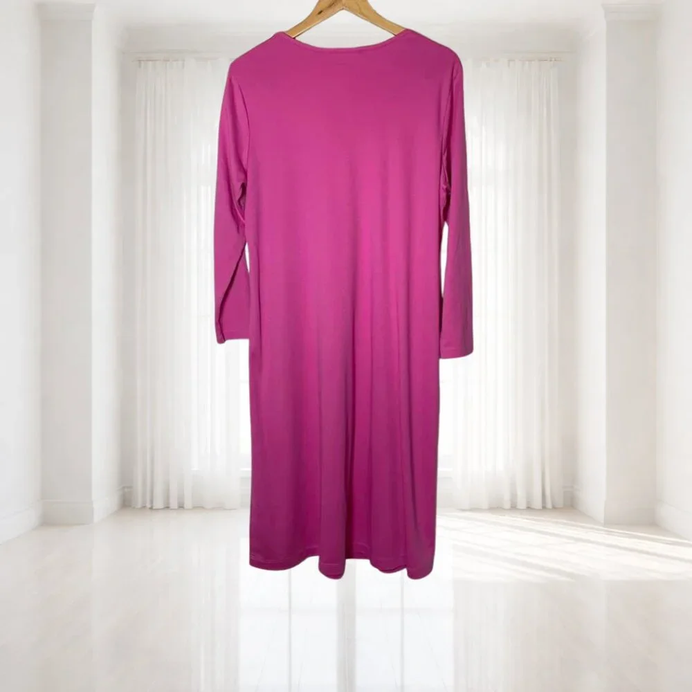 Lands’ End Pink Cotton Midi Dress Size 14 Cottagecore Minimalist Soft Girl